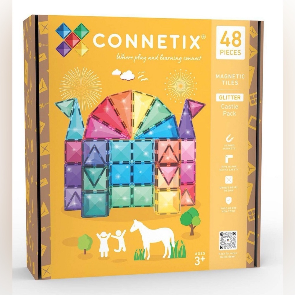 NEW CONNETIX Magnetic Tiles Glitter Castle Pack 48pc